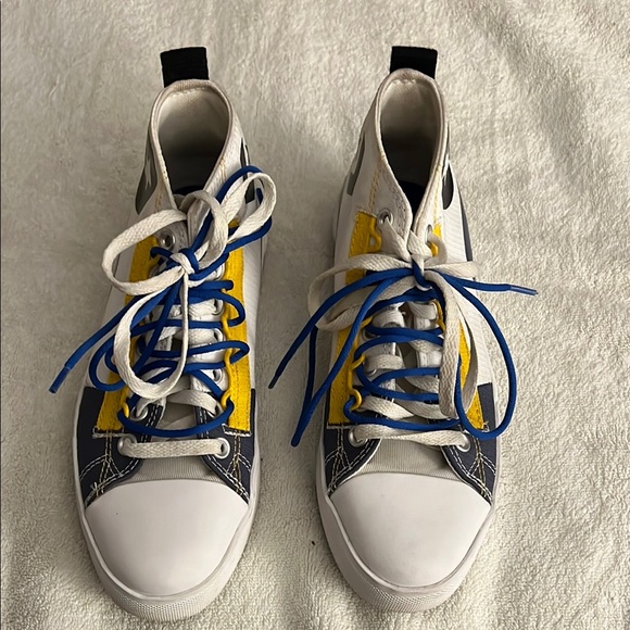 Converse Blue and Yellow Canvas Sneakers with Rubber Toe Cap - Picture 1 of 8